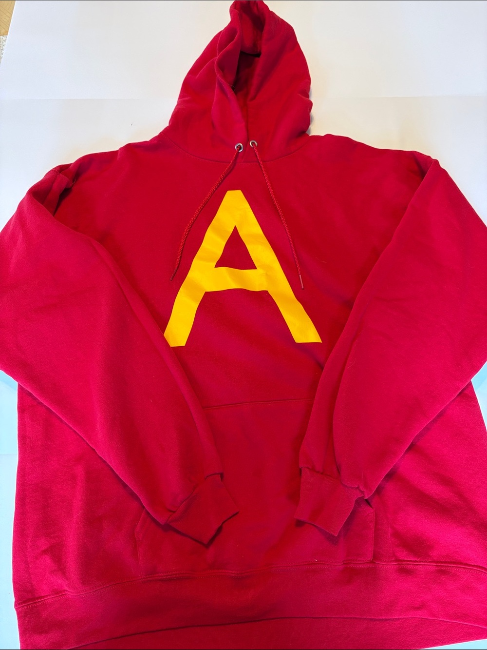Hanes Red Hoodie with Yellow 'A' Front Graphic